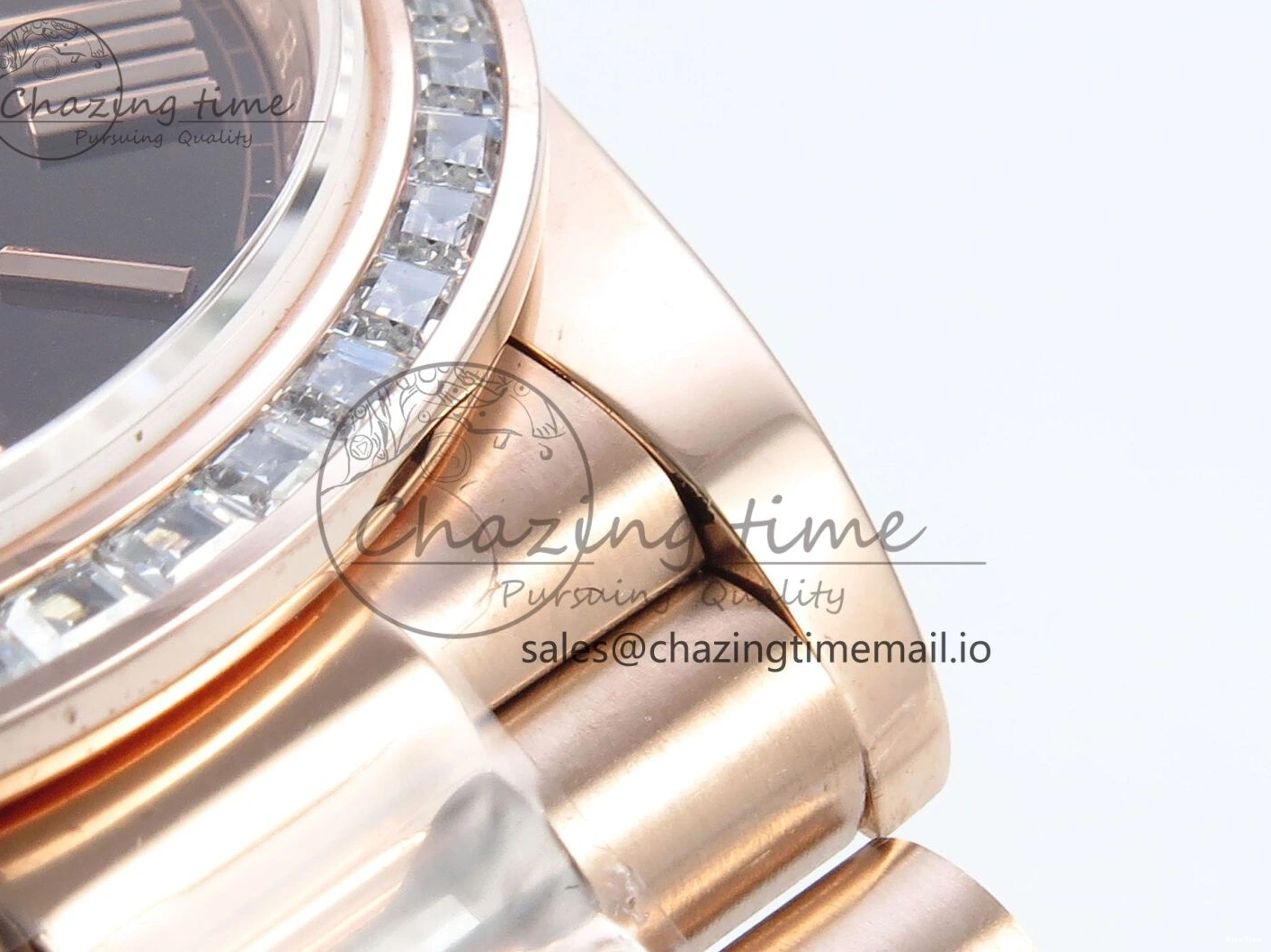 MiroTime 0521 Lightweight DayDate 40 RG QF 1:1 Best Edition Brown Roman Dial Diamonds Bezel on President Bracelet A2836 V5 (Gain Weight) 475